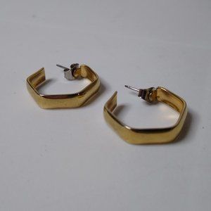 Vintage Pentagon Metal Hoop Earrings